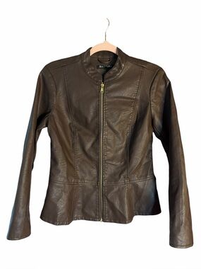 Baccini Dark Brown Women's Leather Zip Jacket